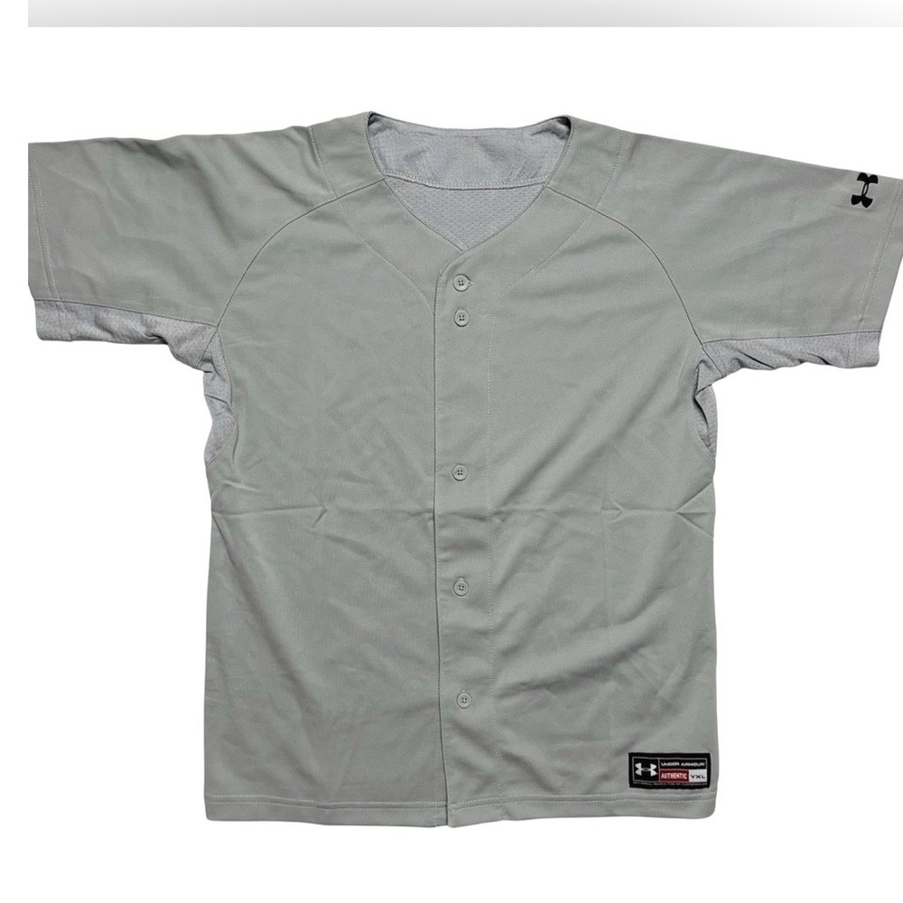 Under Armour Blank Baseball Jersey Gray Button-Front Athletic Shirt Youth XL NEW